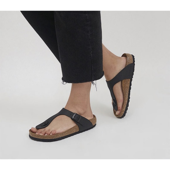 Birkenstock Sz 35 Gizeh Birko-Flor Sandals - Women's  (fits 5.5-6) Black - Picture 2 of 16